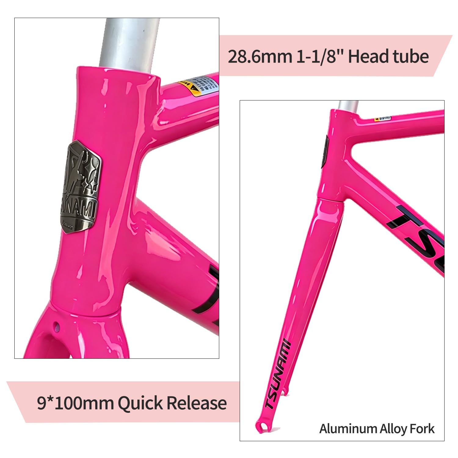 700C Cuadro de bici de piñón fijo 49 52 55 58CM freno de C 100/120mm QR | Marco de bicicleta de pista de carreras de aluminio, máximo 700Cx25C, BB roscado 68mm