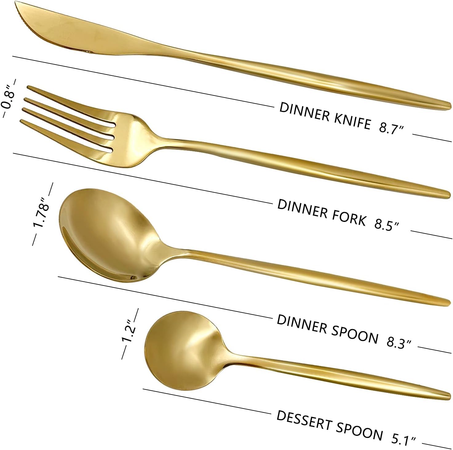 Trifecta 24-Piece Silverware Set, Stainless Steel Flatware Set for 6, Fork Spoon Knife Set, Home Dinnerware Tableware Set for 6, Cutlery Set, Include Knives/Forks/Spoons (Gold) — Amazon image 5