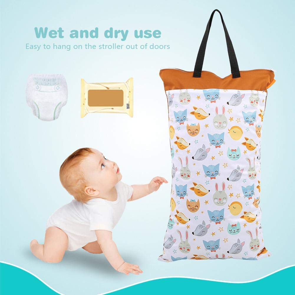 Zerodis La Bolsa de pañales,la Bolsa de pañales Lavable Reutilizable Seca mojada Impermeable del bebé, Bolsa de Pañales Reutilizable Bolsa con Cremallera Impermeable para mamá(EF160)