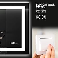 Vista 6 de LOAAO Espejo de baño LED de 40 x 24 pulgadas con luces, antiniebla, regulable, retroiluminado + iluminado frontal, espejo de tocador de baño