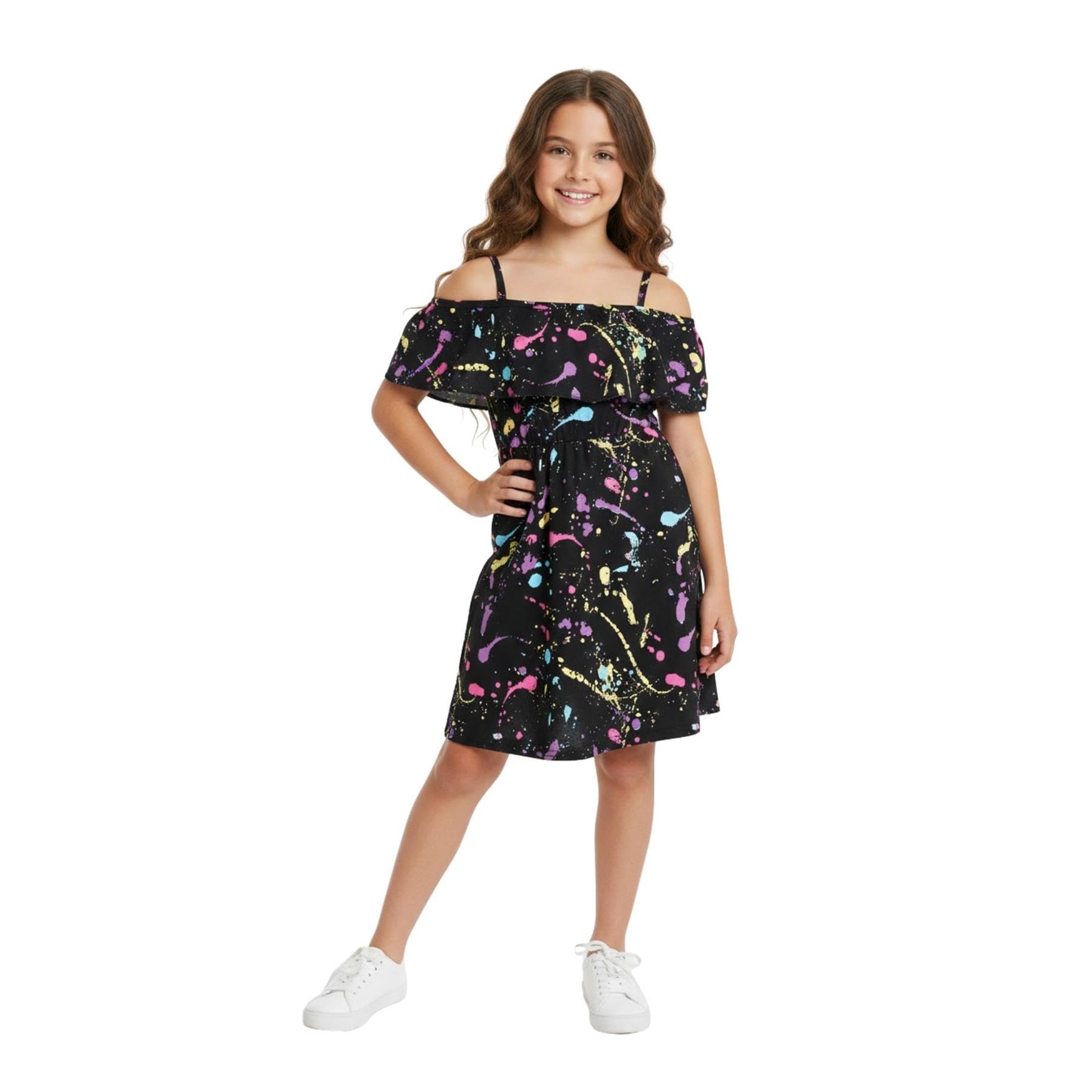A2z 4 Kids Girls Off Shoulder Dress Summer Party Dance Dresses Comfortable - Splash 240 ._9-10