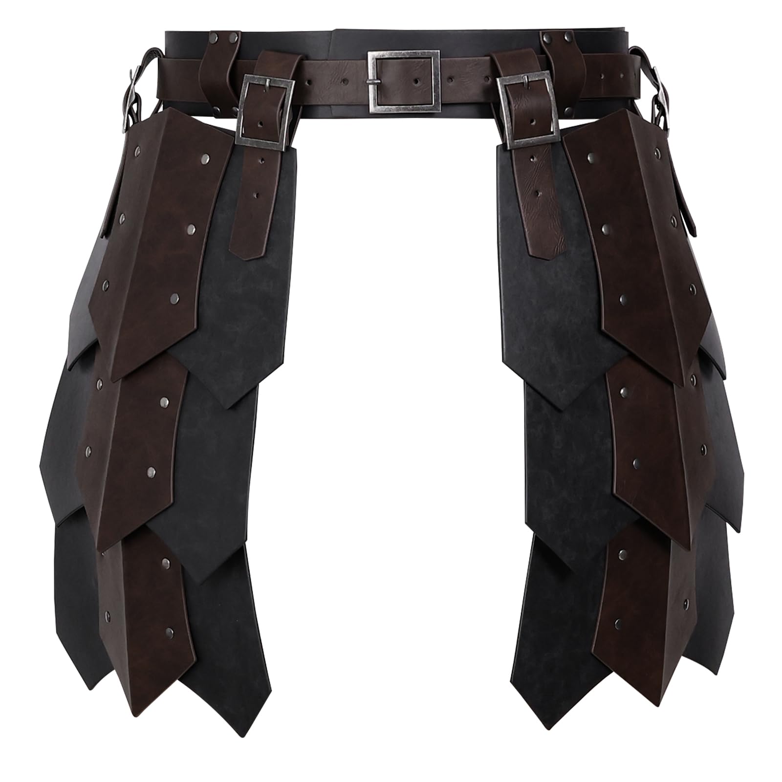 HiiFeuer Mittelalterliche Kunstleder breite Gürtel Oberschenkelpanzer, Retro Double Sides Taille Rüstung, Söldner&Ritter Rock Rüstung für LARP