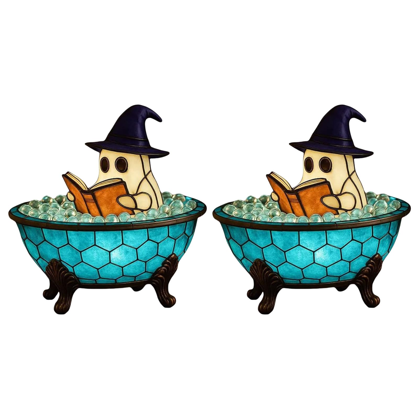 Buxuaaaa 2Pcs Ghostly Bubble Bath LED Light Water Resistant ABS Table Lamp Halloween LED Nightlight for Holiday Party Decoration Bedside Lamp Ornaments