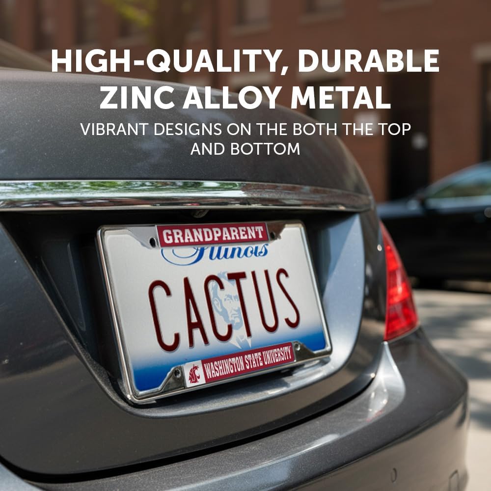 Desert Cactus Washington State University Car Accessories Cougars Metal License Plate Frame and Tag Holder for Front or Rear of Car (Grandparent)