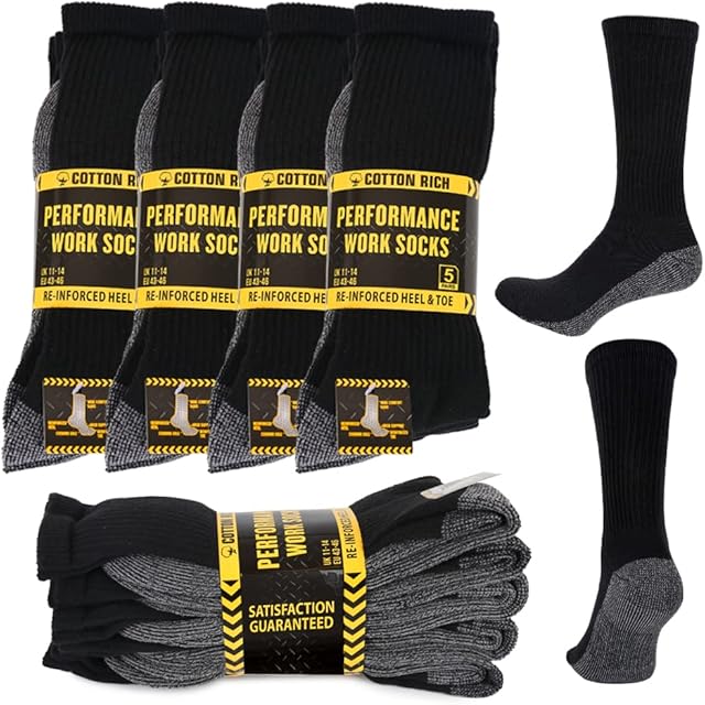 10 Pairs Mens BIG FOOT Winter Warm Work Socks Cushioned Sole Contrast Heel Toe Size 11-14