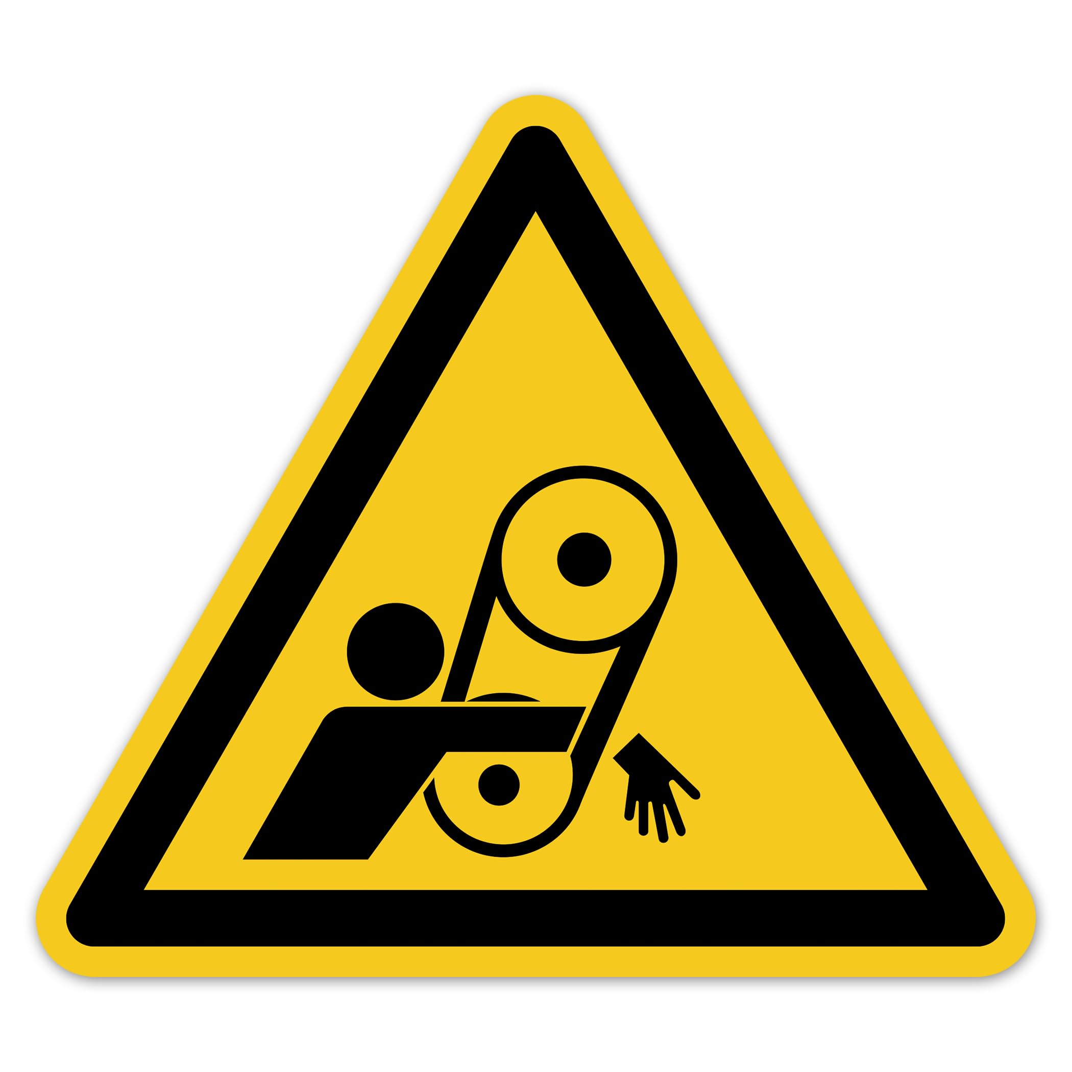 Señal de advertencia con símbolo de advertencia de entrada no deseada según DIN EN ISO 7010 – Adhesivo de advertencia para máquinas, instalaciones, dispositivos y áreas de trabajo LTI004 (100