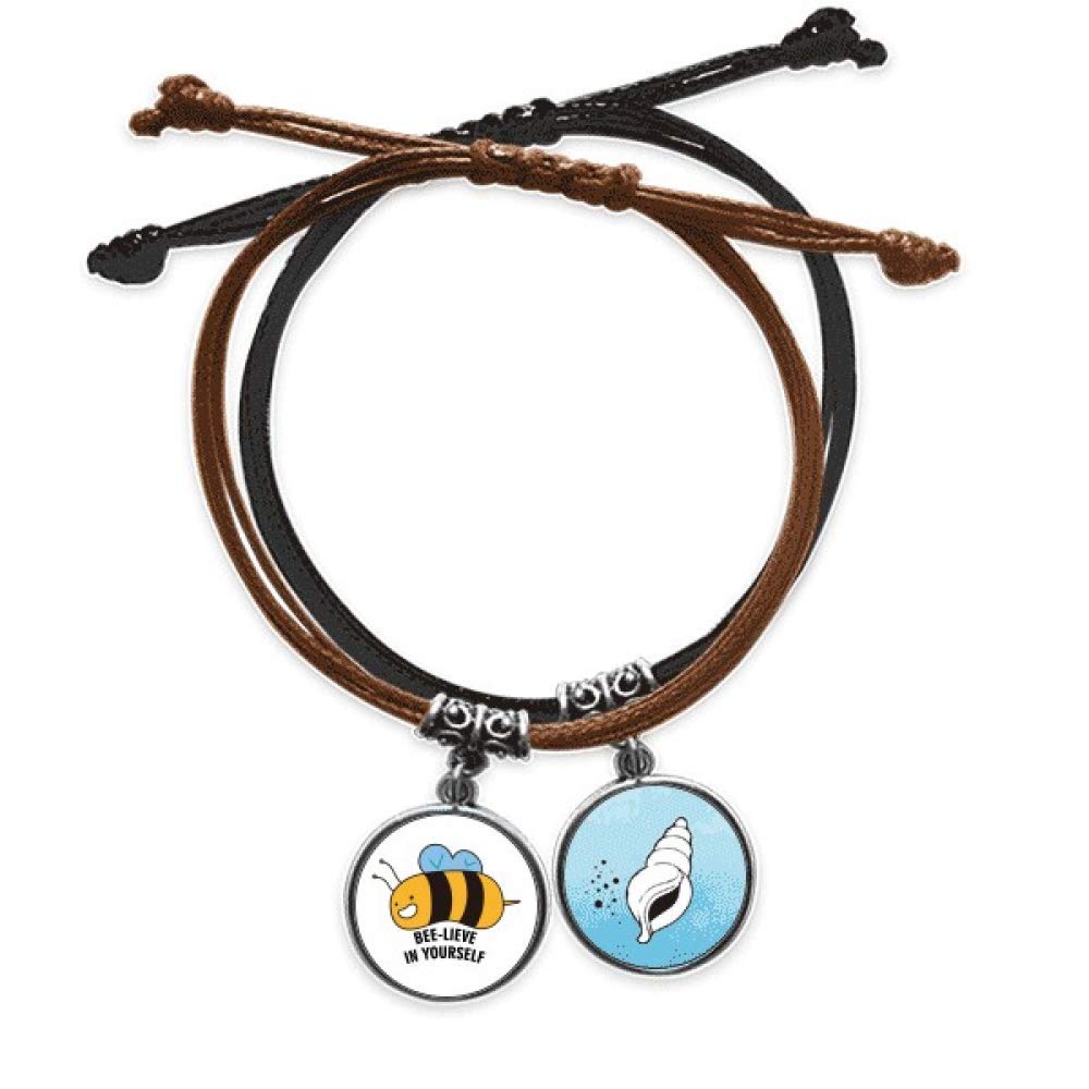 offbb Bees Believe Group Dance Art Deco Gift Fashion Bracelet Rope Hand Chain Leather Conch Wristband