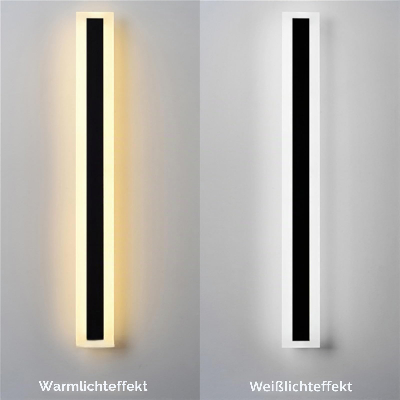 LED Lange Wandleuchte mit Bewegungsmelder Außen Innen IP65 Wasserdicht Außenwandleuchte Modern Wandlampe Acryl Außenlampe Schwarz Gärten Korridor Terrassenbeleuchtung (Warmes Licht,100CM)
