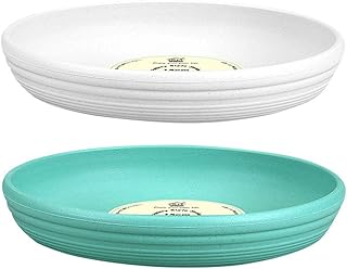 Hemoton Hoog kwaliteit 2 unidades de vaso de plantas Prato para vasos de flores Bandejas para vasos de flores Bandeja de armazenamento (bege, verde)