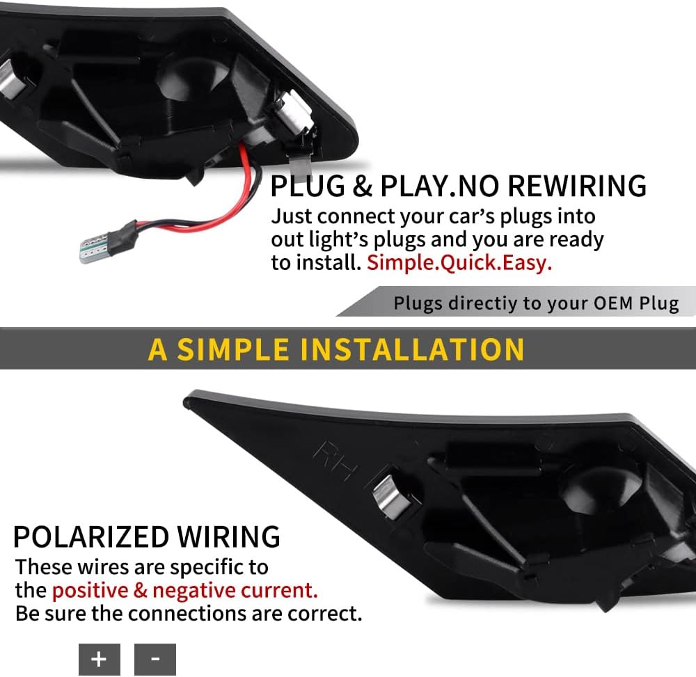 Dynamic Sequential 3-Strip LED Side Marker Turn Signal Light Corner Parking Lamps For 2013-2019 Subaru BRZ 2013 2014 2015 2016 Scion FR-S and 2017-up for Toyota 86