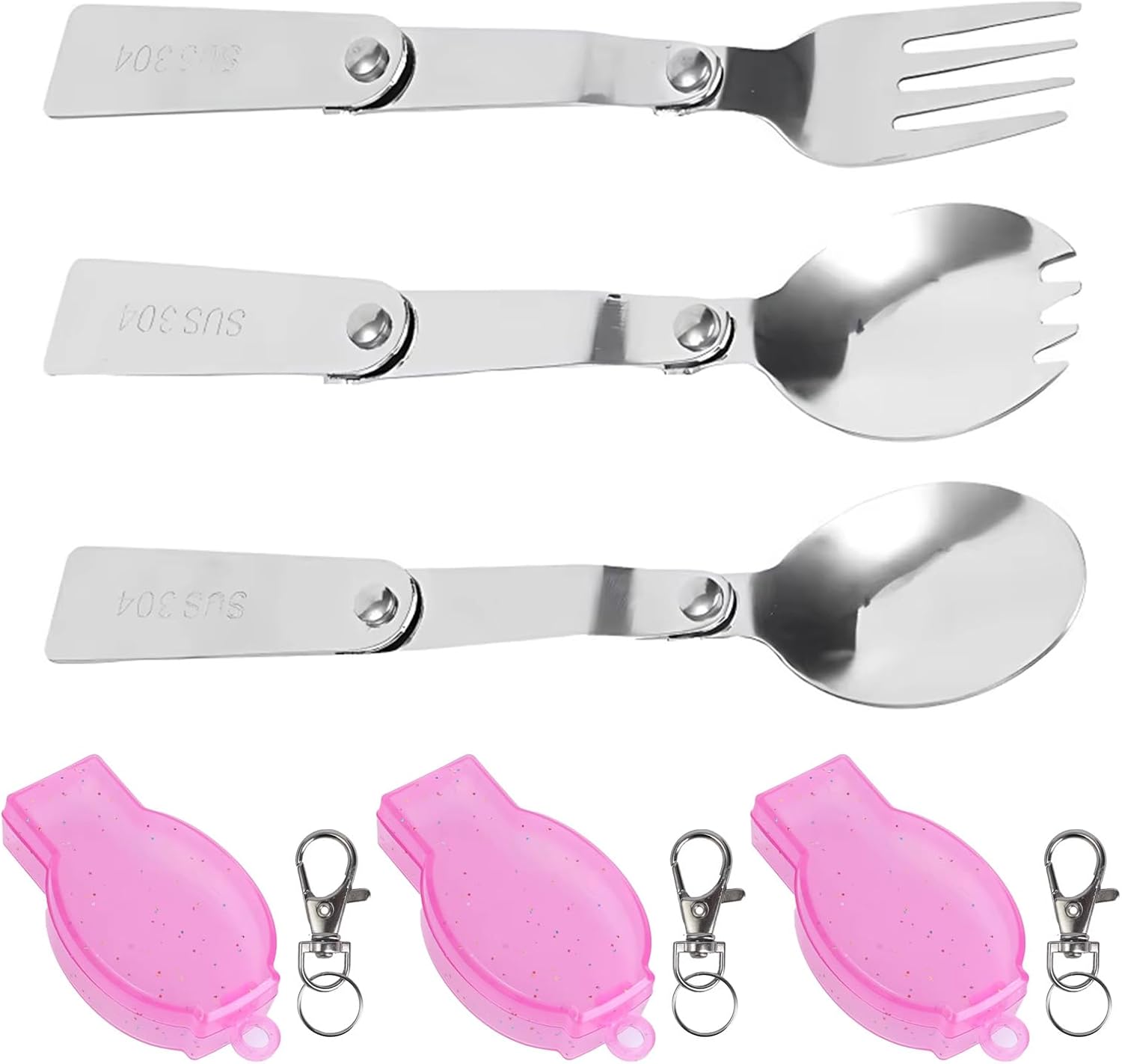Camping Tableware Set Folding Stainless Steel Utensils for Travelers and for Picnics Backpacking Camping Cookware Essential