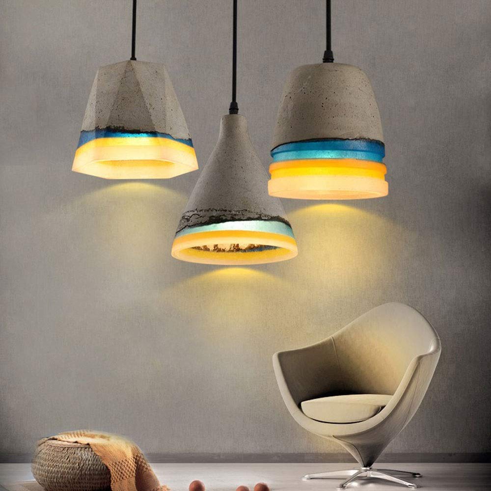 Nowoczesne geometryczne wyposażenie oświetlenia sufitowa cementowa sufitowa, przemysłowe zawieszenie światła do salonu sypialnia nocna restauracja na poddaszu, gniazdo E27 (rozmiar: c)