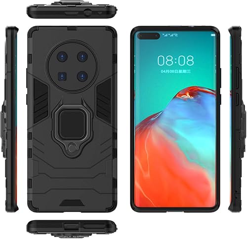 Miniatura 3 de Compatible con Huawei Mate 40 Pro, soporte de anillo de metal a prueba de golpes (funciona con soporte magnético para automóvil), cubierta