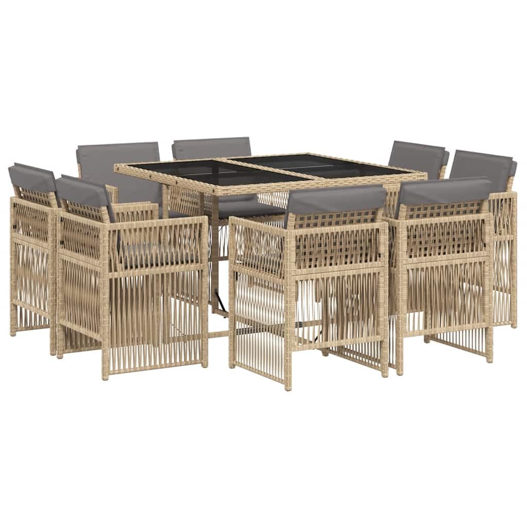 Ensemble à manger de jardin 9 pcs vidaXL table et chaises encastrables beige