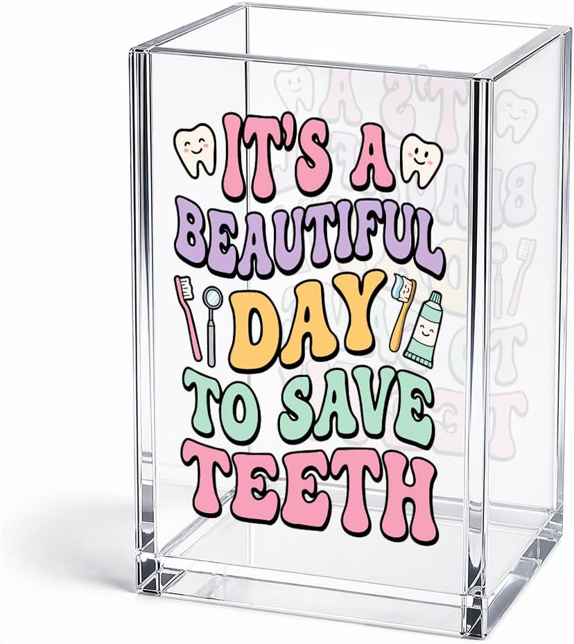 Funny It's A Beautiful Day To Save Teeth Acrylic Pencil Holder Cup