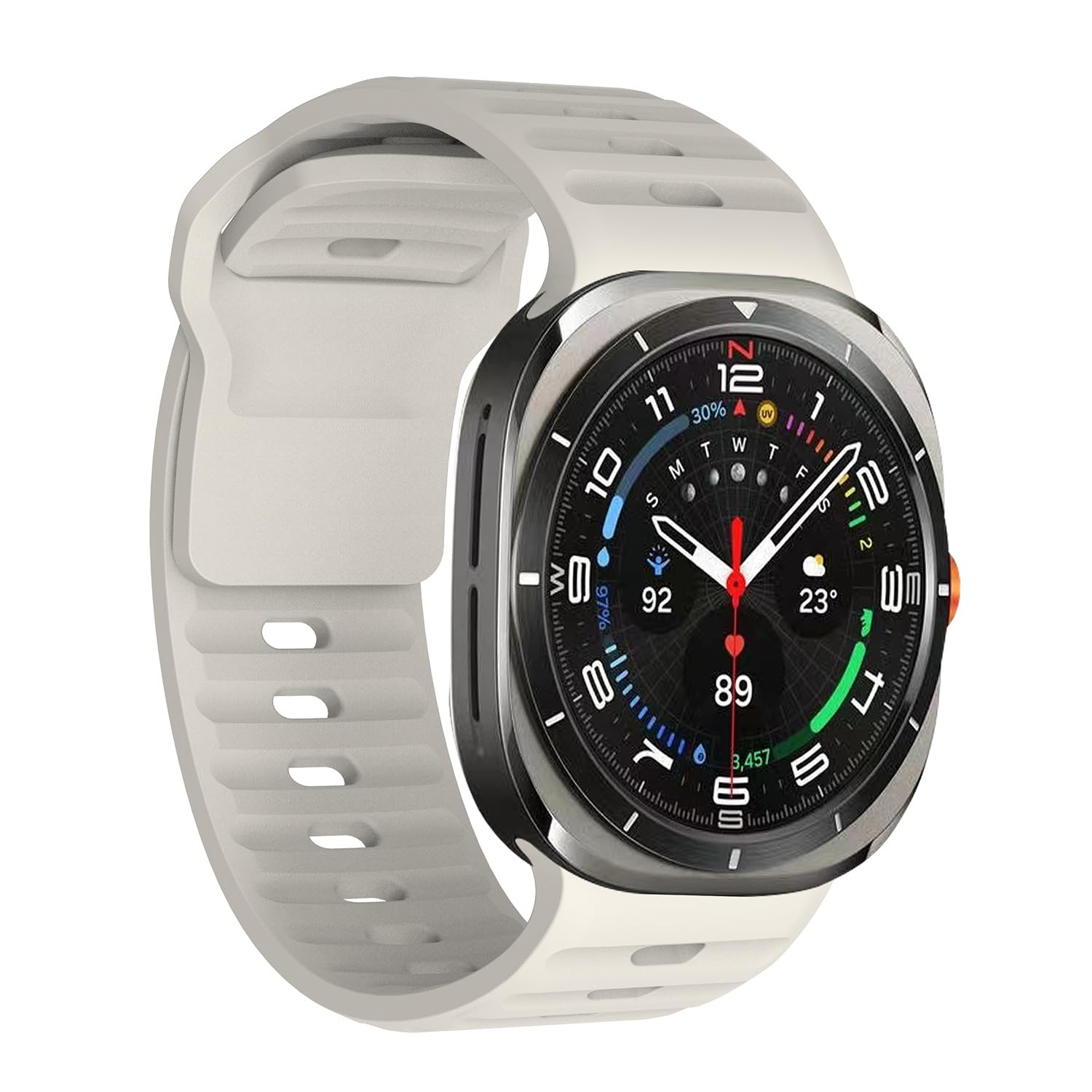 Compatible with Samsung Galaxy Watch 7 Ultra 47mm Band (2024 New), Quick Release Soft Silicone Sport Strap Women Men Replacement Accessory Fit for Samsung Galaxy Watch Ultra Band, Starlight