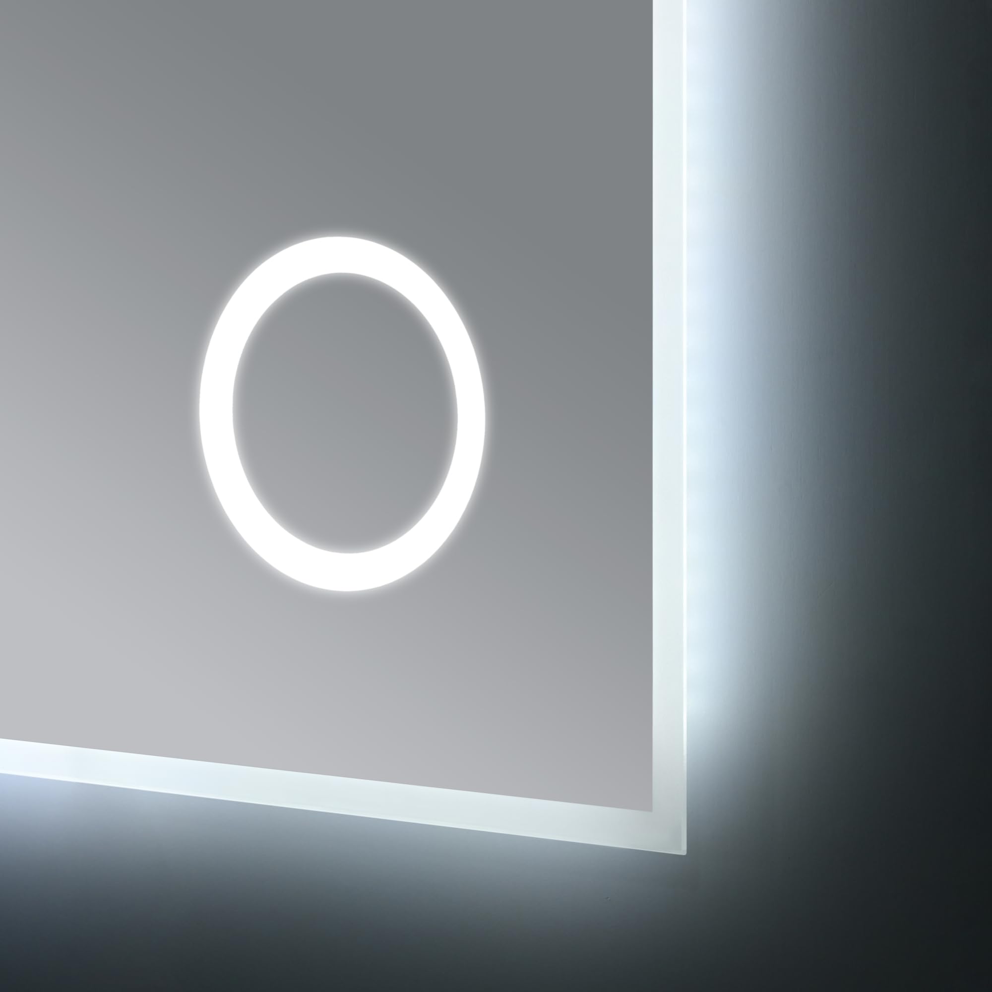 pro.tec Espejo de Pared con LED IP65 para Baño con Antivaho Lupa Reloj Instalación Vertical 3 Opciones de Temperatura de Luz Blanca Interruptor Táctil Aluminio 80 x 60 cm - Blanco