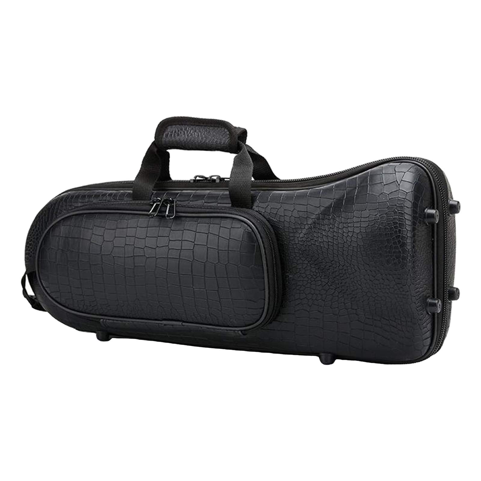 Bolsa de Trompeta Profesional Estuche Rígido de Transporte para Instrumentos de Viento Negro - Cocodrilo grano