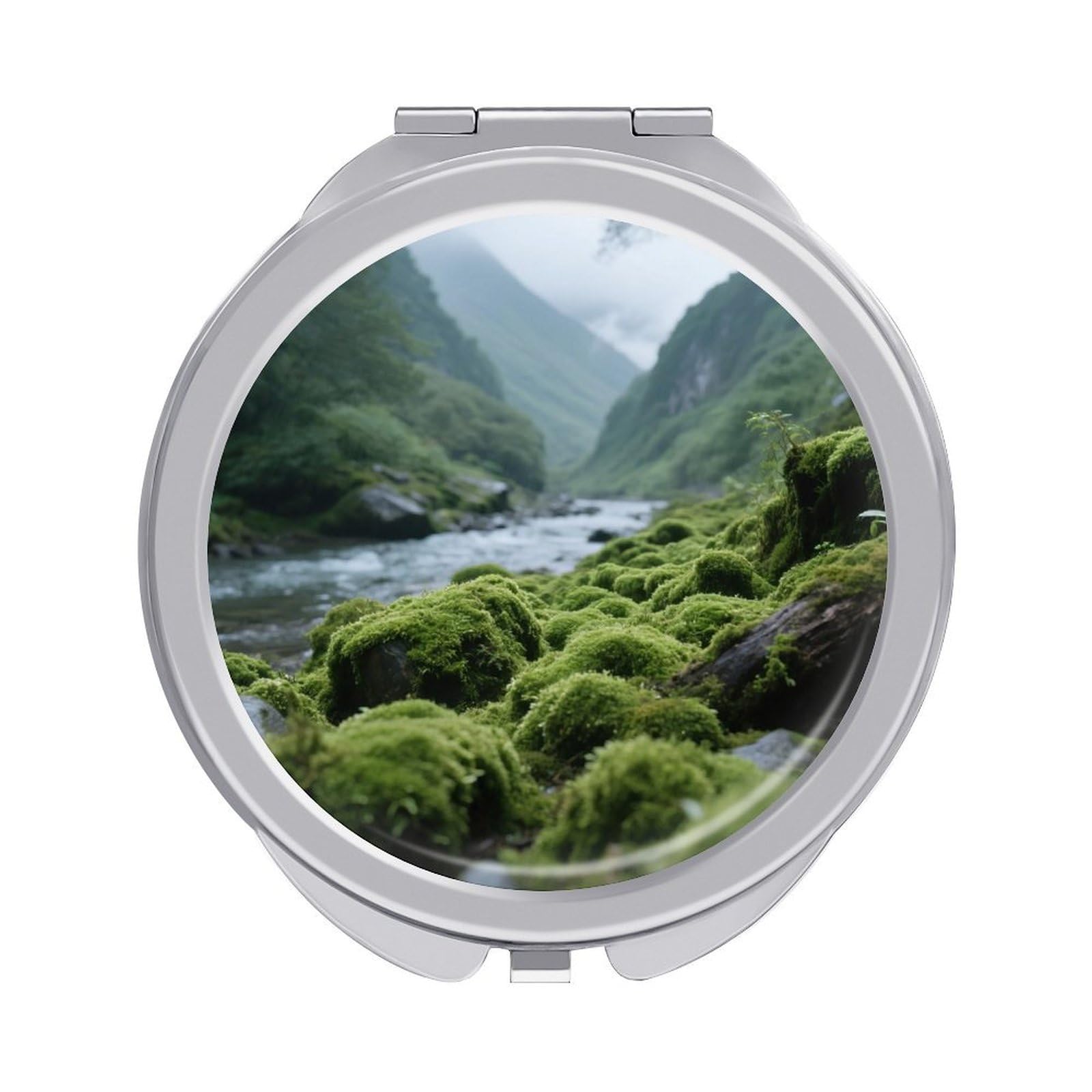 VstaDank Densely Growing Plants Makeup Mirror Beautiful Compact Makeup Mirror Silver Mirrors Surface Folding Makeups Lightweight Travel Makeups Mirrors for Suitable Handbag and Purses
