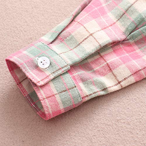 Image of Phorecys Girls' Plaid Flannel Shirt Long Sleeve Button Down Buffalo Checkered Shirt 2T-10 Years