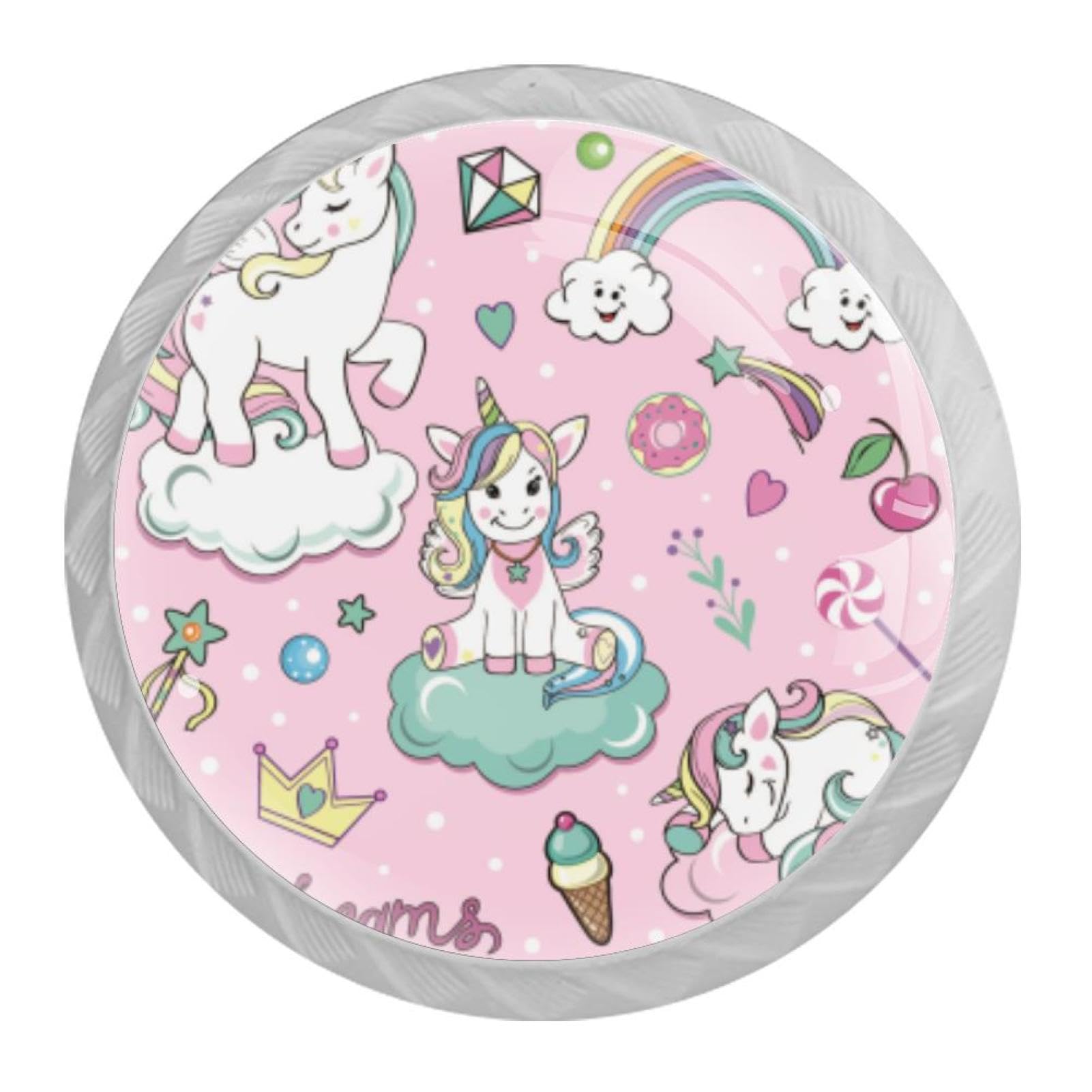 Tqmspg Multi13 4 Pieces Drawer Pulls Cute Unicorns Door Knobs Dresser Handles For Kitchen Wardrobe Cupboard Hardware Furniture