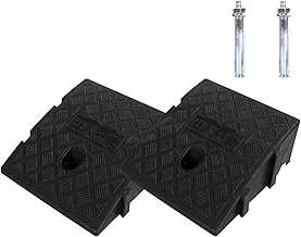 2 Pack Portable Lightweight Curb Kerb Ramps, 9.84"×10.63"×2.76" Threshold Ramps for Driveway, Sidewalk, Car, Scooter with 2 Expansion Bolts, Easy Setup, Ideal for Mobility Access