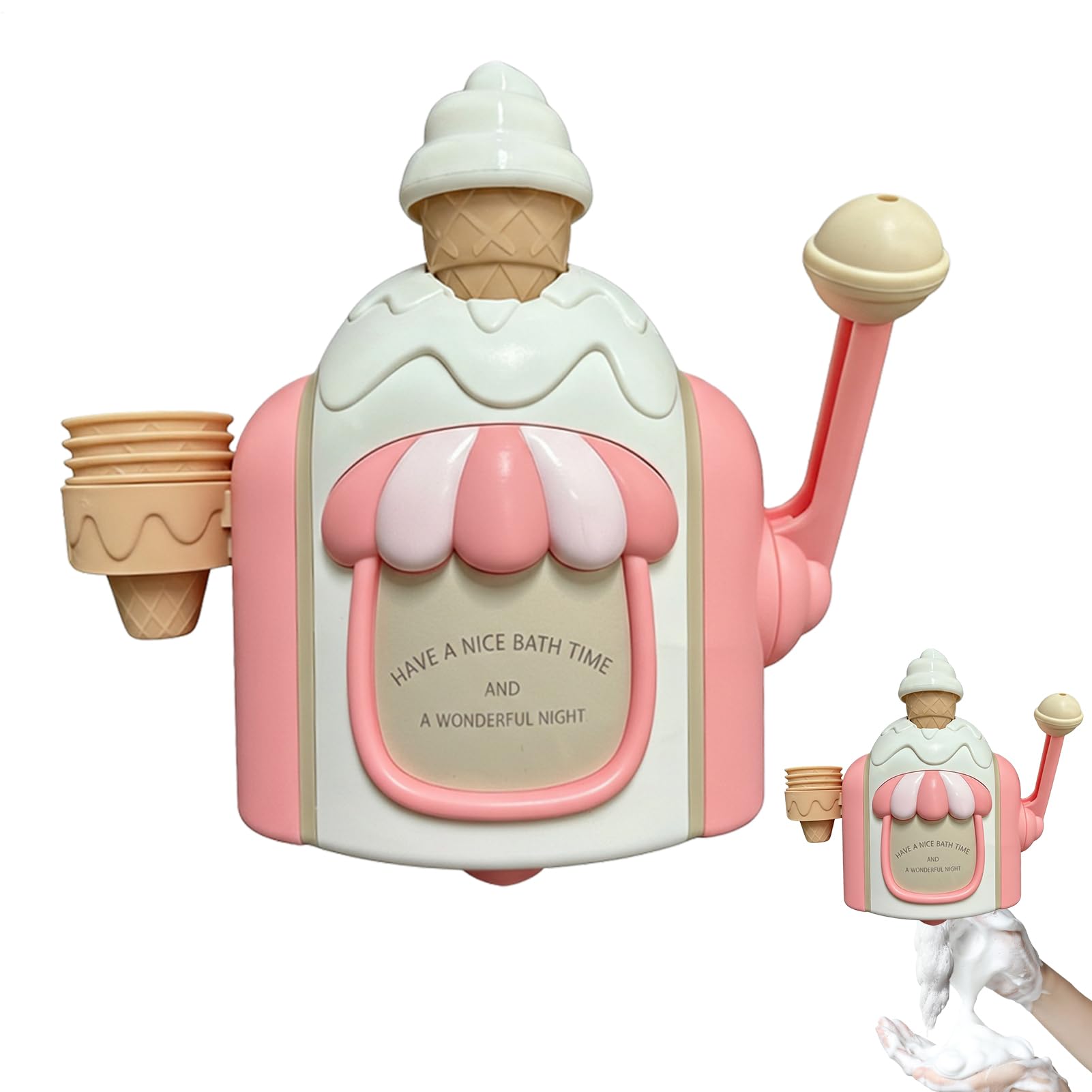 Fabricante De Helados para Baño, Máquina De Burbujas De Baño Juguete De Espuma De Helados Juguete De Bañera para Niños Y Niñas Preescolares De 4+ Años