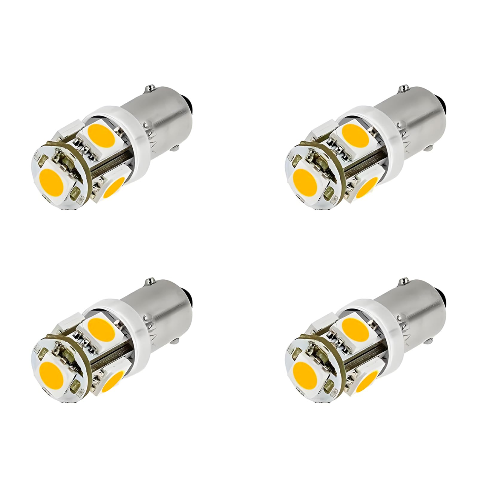 Makergroup 1445 17053 BA9S Miniature Bayonet Single Contact Base LED Light Bulbs for RV Camper Trailer Automotive Light Bulbs Dome lights Map Reading lights 12VDC Warm White 4-Pack