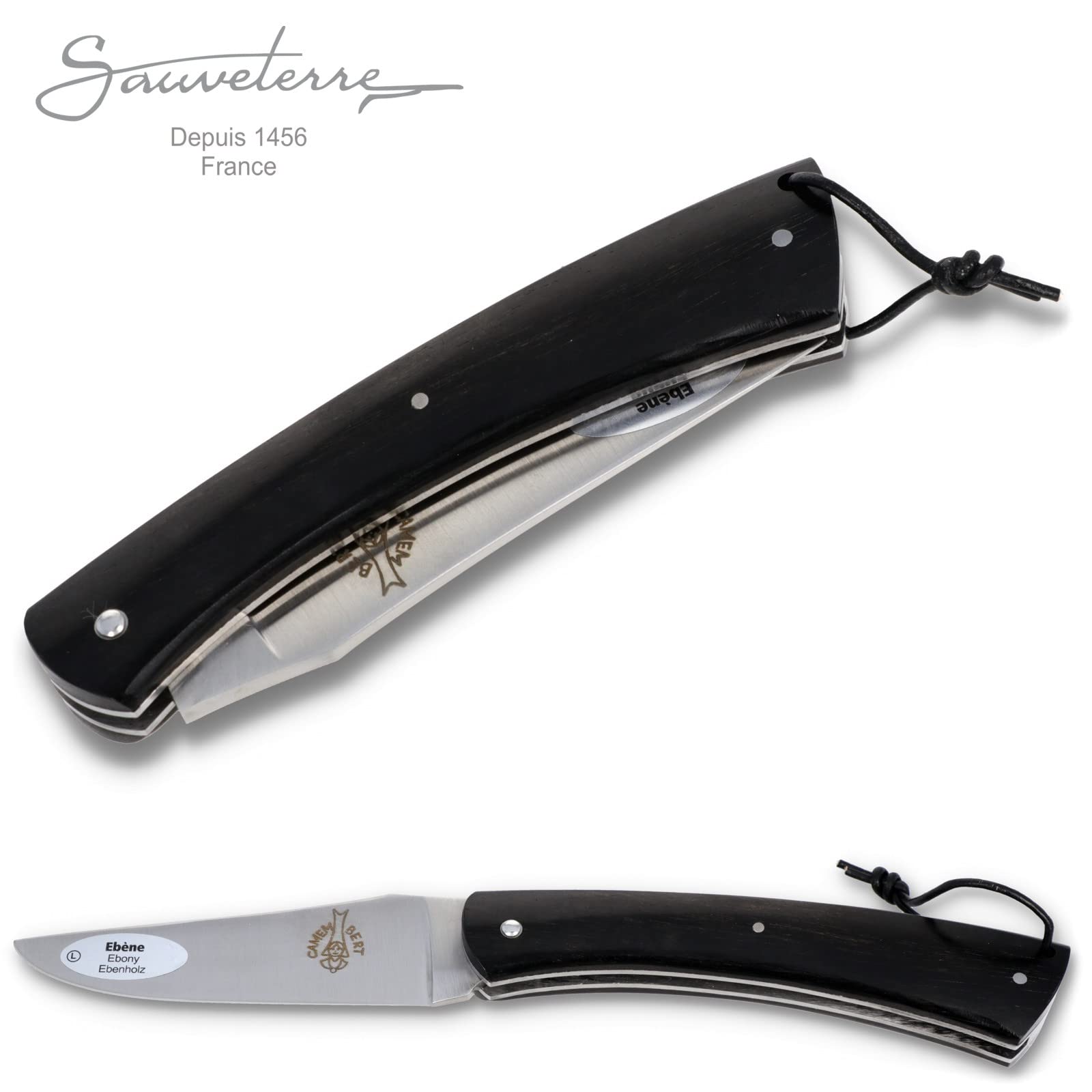 Le Camembert Taschenmesser - 11 cm Griff Ebenholz Plein Manche - Klinge matt - Messer Frankreich