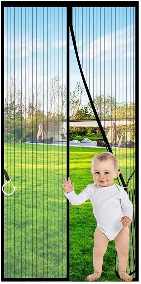 White Magnetic Screen Door for Sliding Door, Self Sealing Heavy Duty Hands Free Mesh Screen Door with Magnets Screens Door Curtain French Doors Fit Door Size 34 X 82 inch, Screen Size 36x84inch