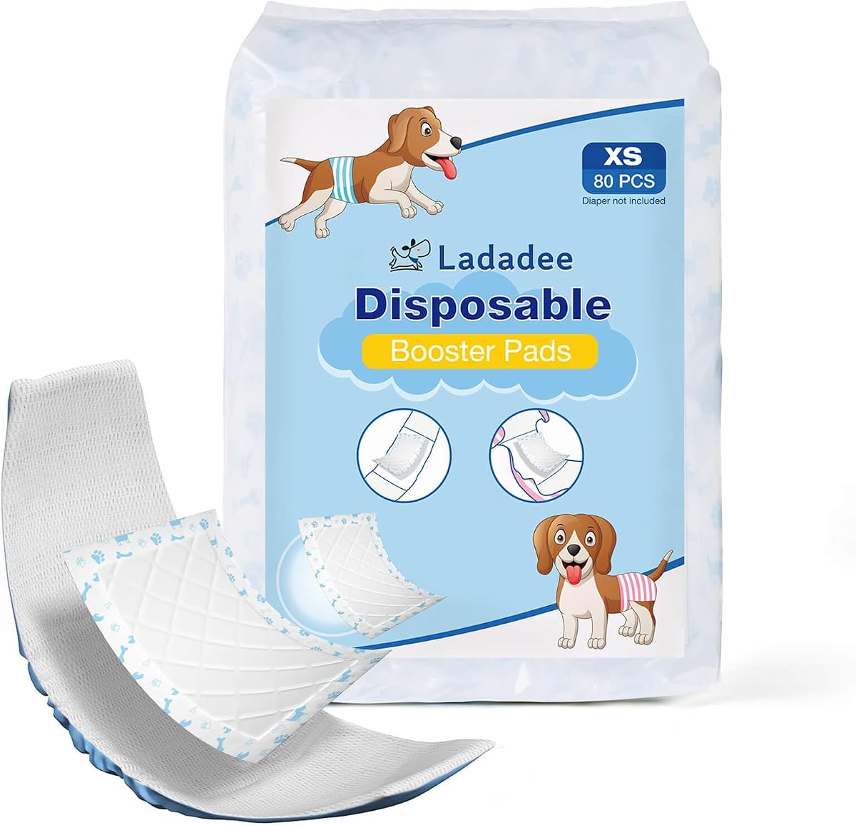 Forros de pañales desechables para perros, almohadillas de refuerzo para perros machos y hembras, insertos de pañales para perros que se adaptan a la mayoría de los tipos de pañales para perros, bandas para el vientre de mascotas y envolturas masculinas-XS-80PCS