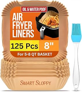 8 inch Square Air Fryer Liners Disposable Parchment Paper instant pot Liner Airfryer 5-8 QT Basket inserts Filter Sheets EXTRA THICK 40 GSM - Pack of 125