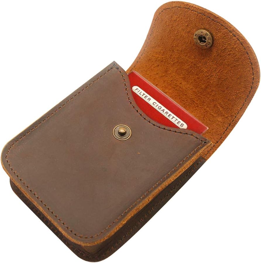 boshiho Playing Card Case, Genuine Leather Double Playing Cards Deck Holder for Magicians and Poker Players, Camping Holidays Trips