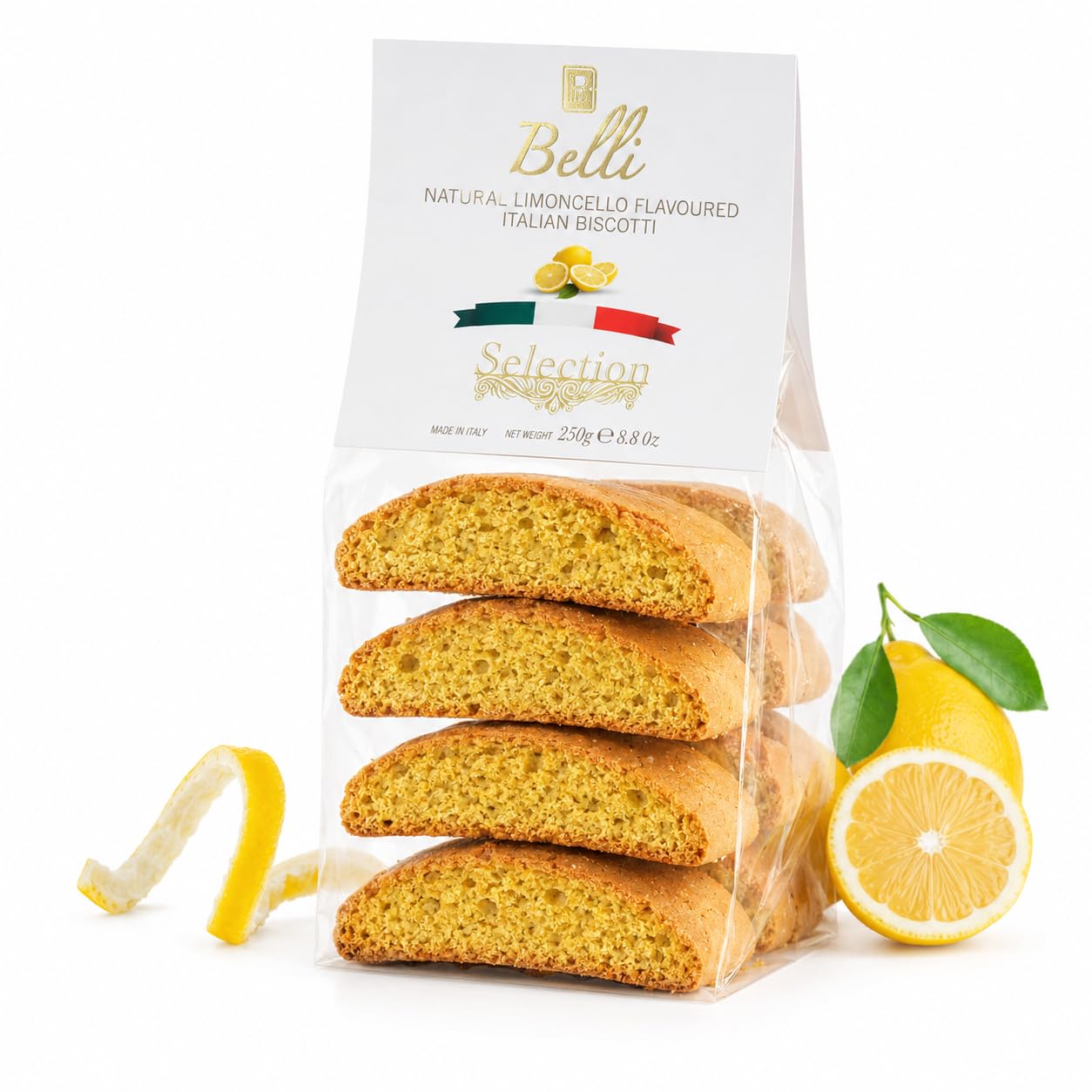 Belli Cantuccione Limoncello Biscotti Authentic Italian Biscuits, Made in Tuscany, Italy, Soft Baked Cookies, Gourmet Snacks, Bakery Fresh, Perfect with Vin Santo Wine, Italian Cantucci