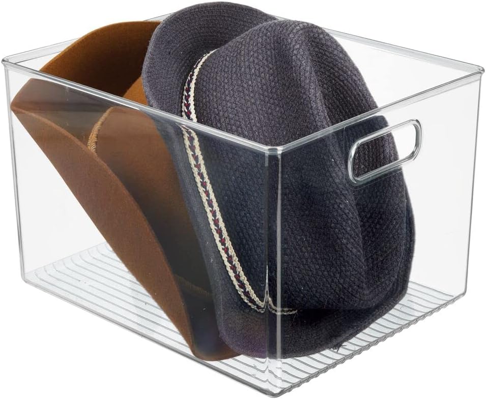 Cheapest π mDesign Plastic Storage Organizer Container Bin, Closet Organization for Hallway, Bedroom, Linen, Coat, and Entryway - Holds Clothing, Blankets, and Accessories, Ligne Collection, 4 Pack, Clear Weekly Top Sale mDesign Plastic Storage Organizer Container Bin, Closet Organization for Hallway, Bedroom, Linen, Coat, and Entryway - Holds Clothing, Blankets, and Accessories, Ligne Collection, 4 Pack, Clear