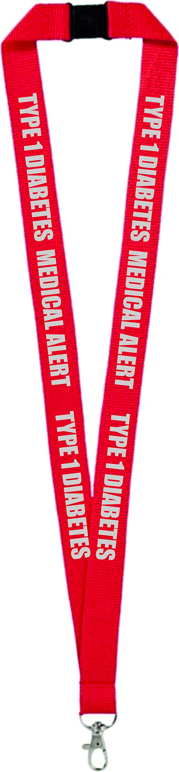 printedproducts Type 1 Diabetes Medical Alert Lanyard x 1 for holding a name badge, ID card or keys.
