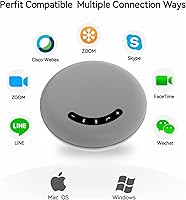 Vista 3 de TIBURN PowerConf - Altavoz de conferencia, color gris, portátil, HQ, con micrófono, altavoz Bluetooth, 360, captación de voz 5.0, altavoz Bluetooth