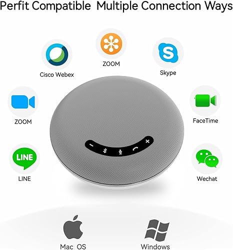 Miniatura 3 de TIBURN PowerConf - Altavoz de conferencia, color gris, portátil, HQ, con micrófono, altavoz Bluetooth, 360, captación de voz 5.0, altavoz Bluetooth