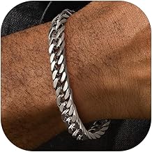 FaithHeart Men's Bracelet 316L Stainless Steel 8/12MM Wide Chain Round Links Simple Punk Men's Bracelet 19/21/23CM