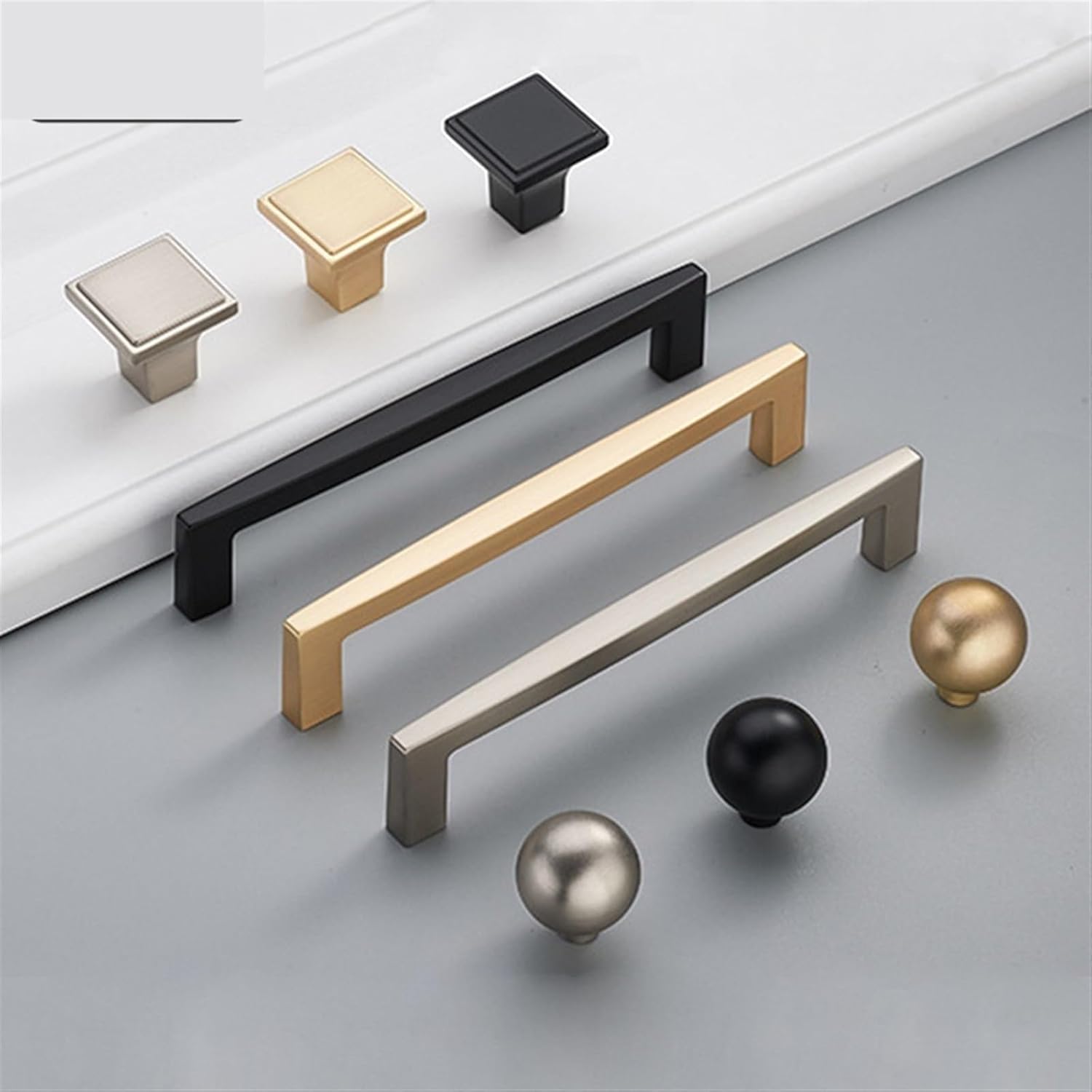 Matte Gold Cabinet Handles Solid Brass Kitchen Cupboard Pulls Drawer Knobs Furniture Handle Hardware 1Pcs (Color : 105-192mm Gray)