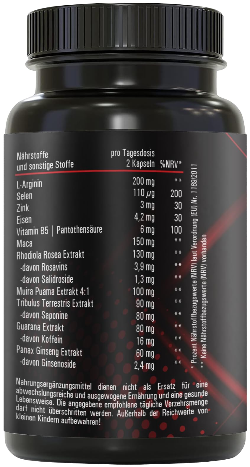 MEN DIRECT - Männer Kapseln extrastark - SOFORT Rezeptur hochdosiert - mit L-Arginin, Maca, Tribulus Terrestris, Ginseng, 60 Kapseln