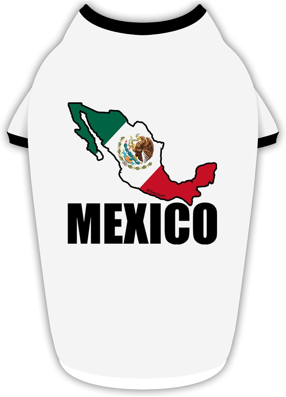 TOOLOUD Mexico Outline - Mexican Flag - Mexico Text Cotton Dog Shirt White with Black Medium
