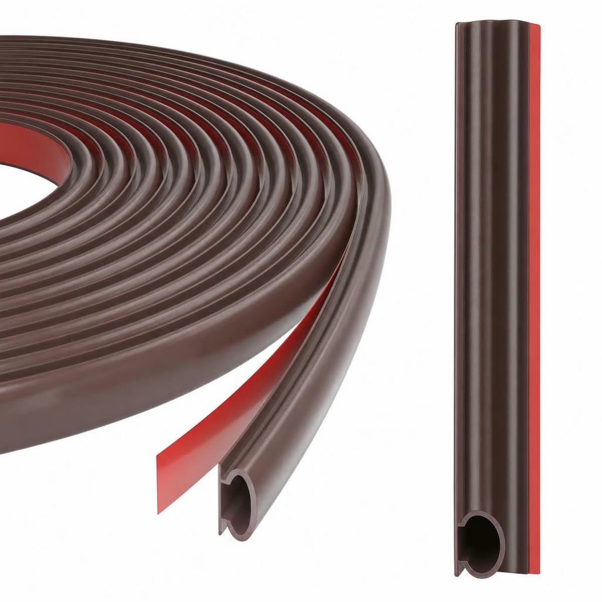 Jmgdj Brown 10X6mm 6M/1Roll Window Dustproof Soundproof Bedroom Door Weather Sealing Strip 10 * 6Mm Self Adhesive Anti-Collision Sound Insulation-Brown-10X6mm-6M 1Roll