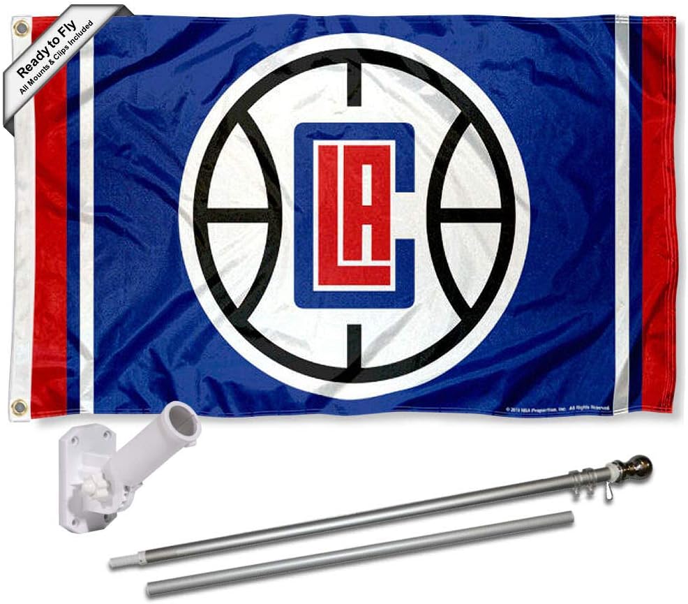 Los Angeles Clippers Flag Pole and Mount Bracket Set