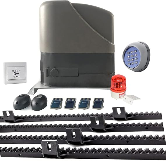 Electric Sliding gate Opener, DC Motor Automatic gate 800KGS with 4m Nylon Rack and 4 remotes(Kit3)