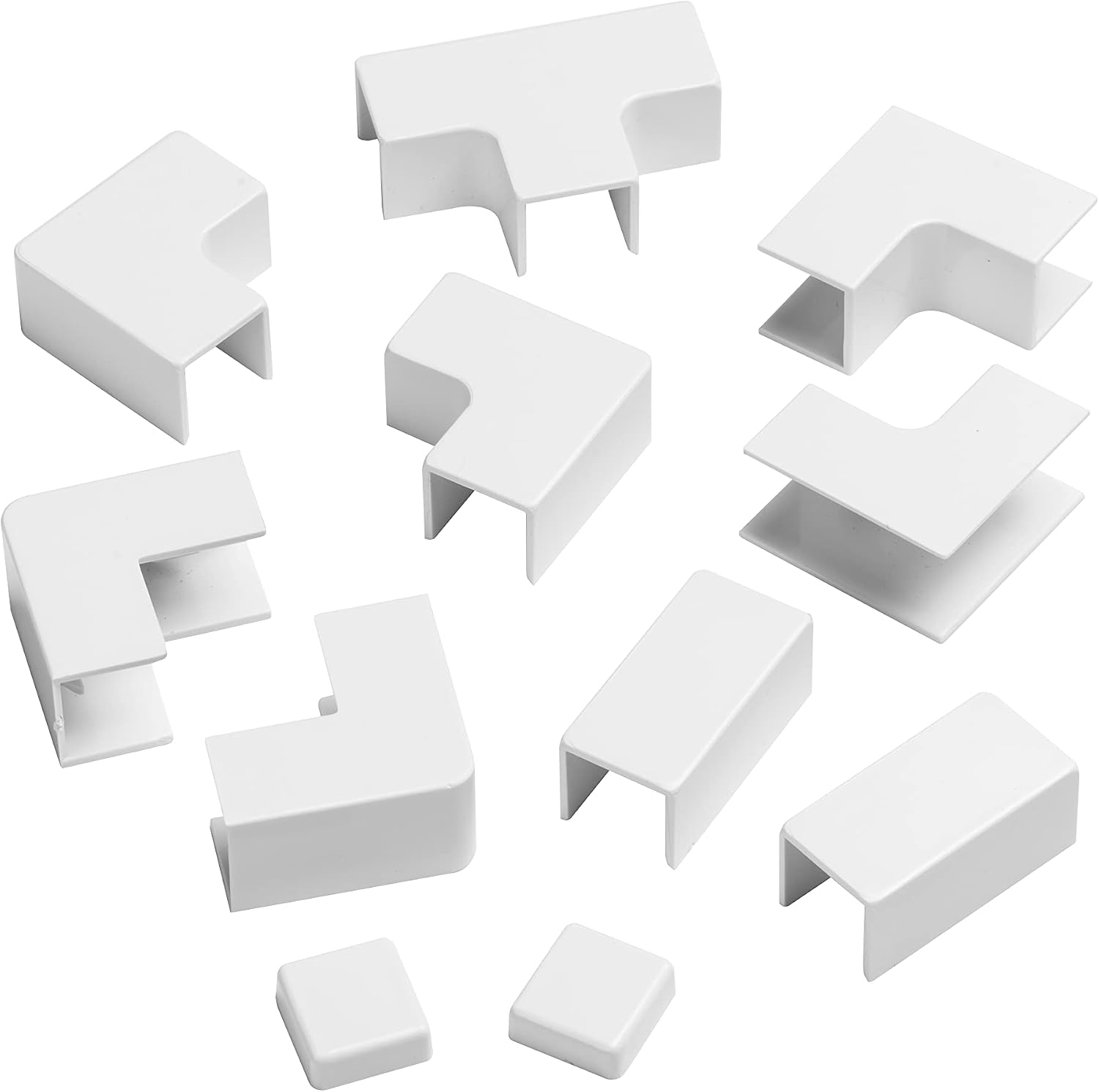 D-Line 0.63in x 0.63in Cable Raceway Accessory Multipack, 11-Piece Pack - White