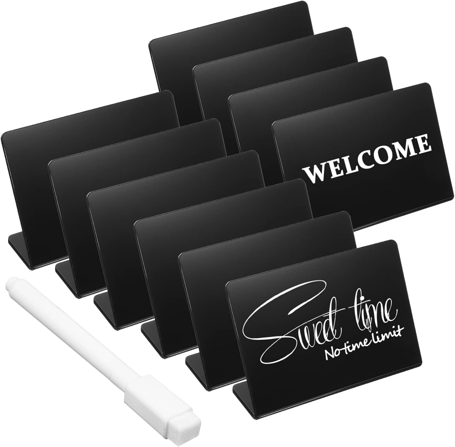 10pcs Heilipai Acrylic Tabletop Signs for Wedding Party Buffet Restaurant Reusable Chalkboard Sign Pen Table Decorations