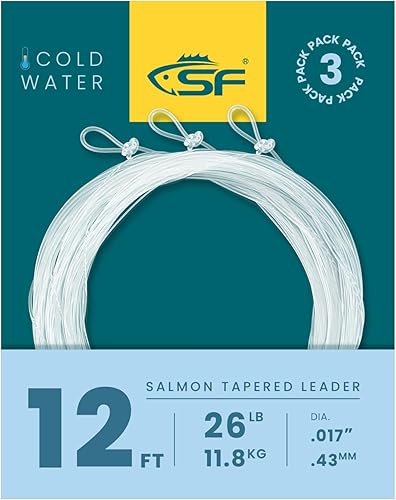 Miniatura 44 de SF Líder Cónico Pre-Atado con Lazo para Pesca con Mosca de Nailon Transparente para Trucha de Agua Dulce y Salada Bonefish Permit Lubina Salmón