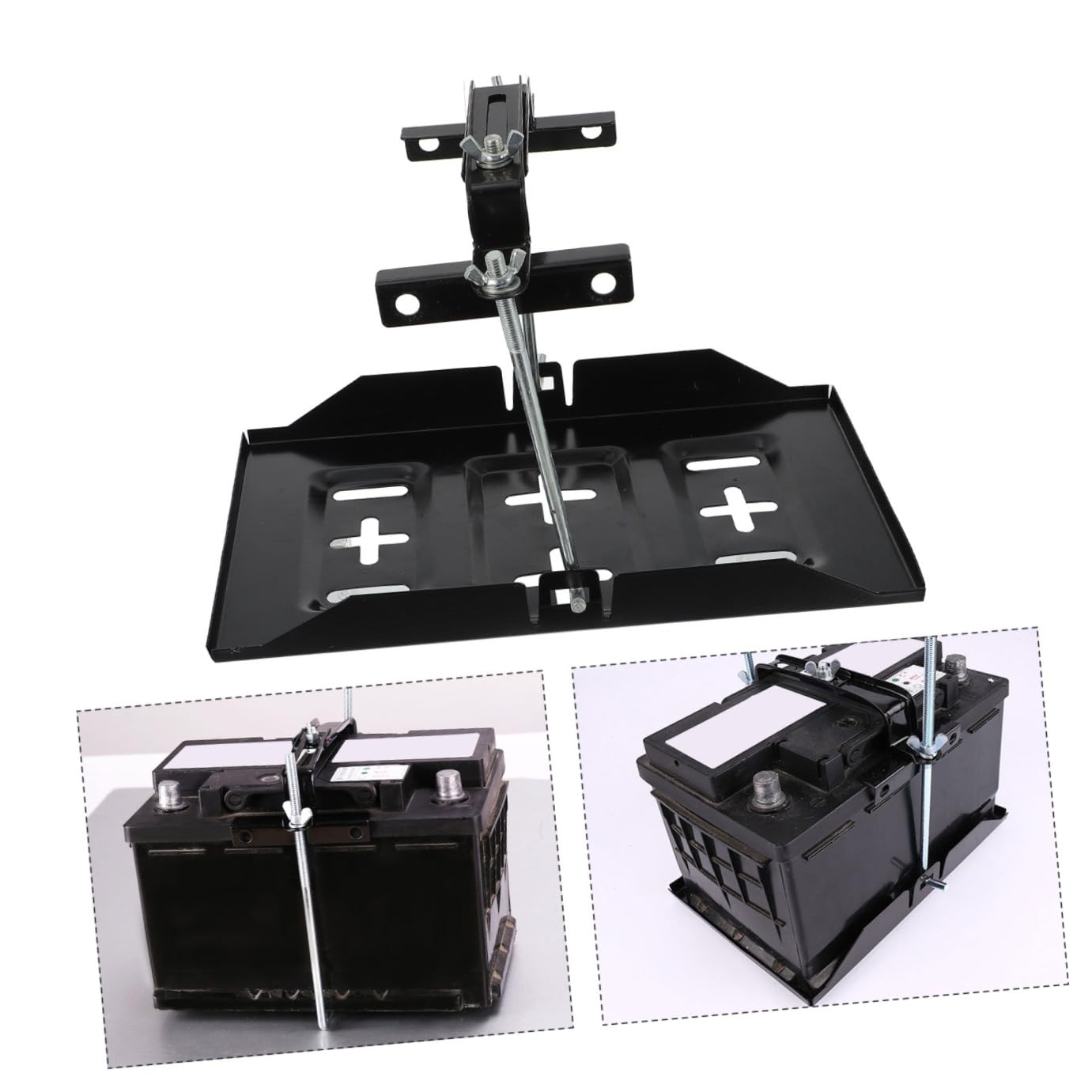 Support de Batterie Automobile 1 Set en Fer Noir