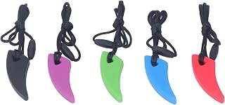Gonetre Sensory Chew Necklace Oral Motor Chewy 5pcs Sensory Chew Necklace Oral Motor Aids Anxiety Relief Silicone Chewy Necklace for Adhd Autism
